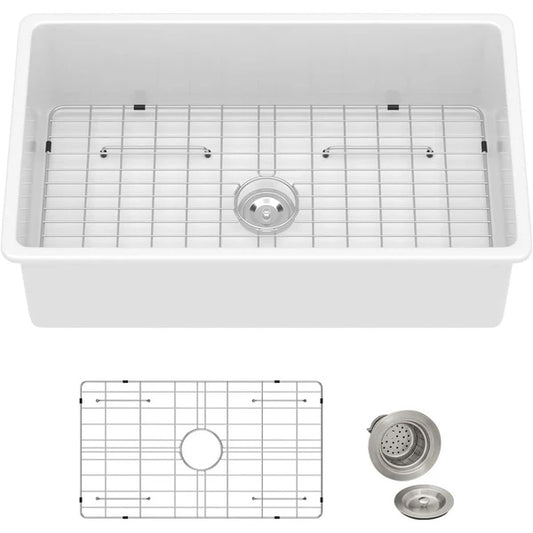 Lordear Single Bowl Kitchen Sink 32 Inch White Undermount Sink  from Lordear