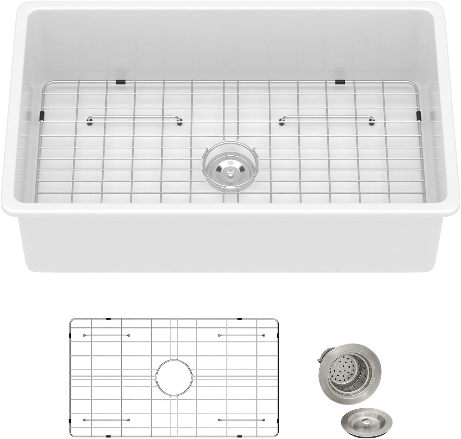 Lordear 32'' White Ceramic Undermount Single Bowl Kitchen Sink  from Lordear
