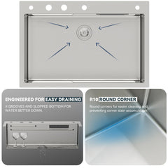 Lordear 33 Inch Drop-In Kitchen Sink