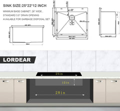 Lordear Stainless Steel Drop-in Single Bowl Deep Laundry Utility Sink  from Lordear