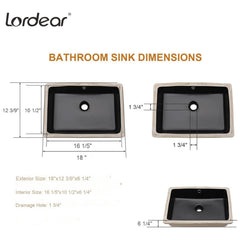 Lordear 18x12 Inch Undermount Bathroom Sink