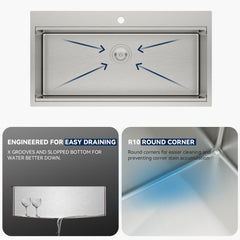 Lordear 36 Inch Drop-In Workstation Kitchen Sink
