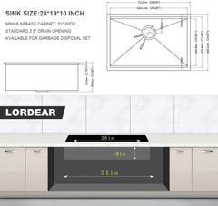Lordear Stainless Steel Undermount Single Bowl Workstation Kitchen Sink  from Lordear