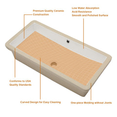 Lordear 27x14-Inch White Rectangular Ceramic Undermount Bathroom Sink