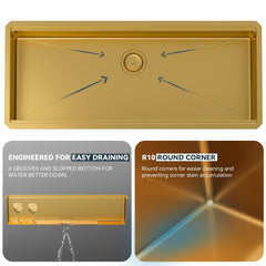 Lordear 45'' Gold Stainless Steel Undermount Workstation Kitchen Sink
