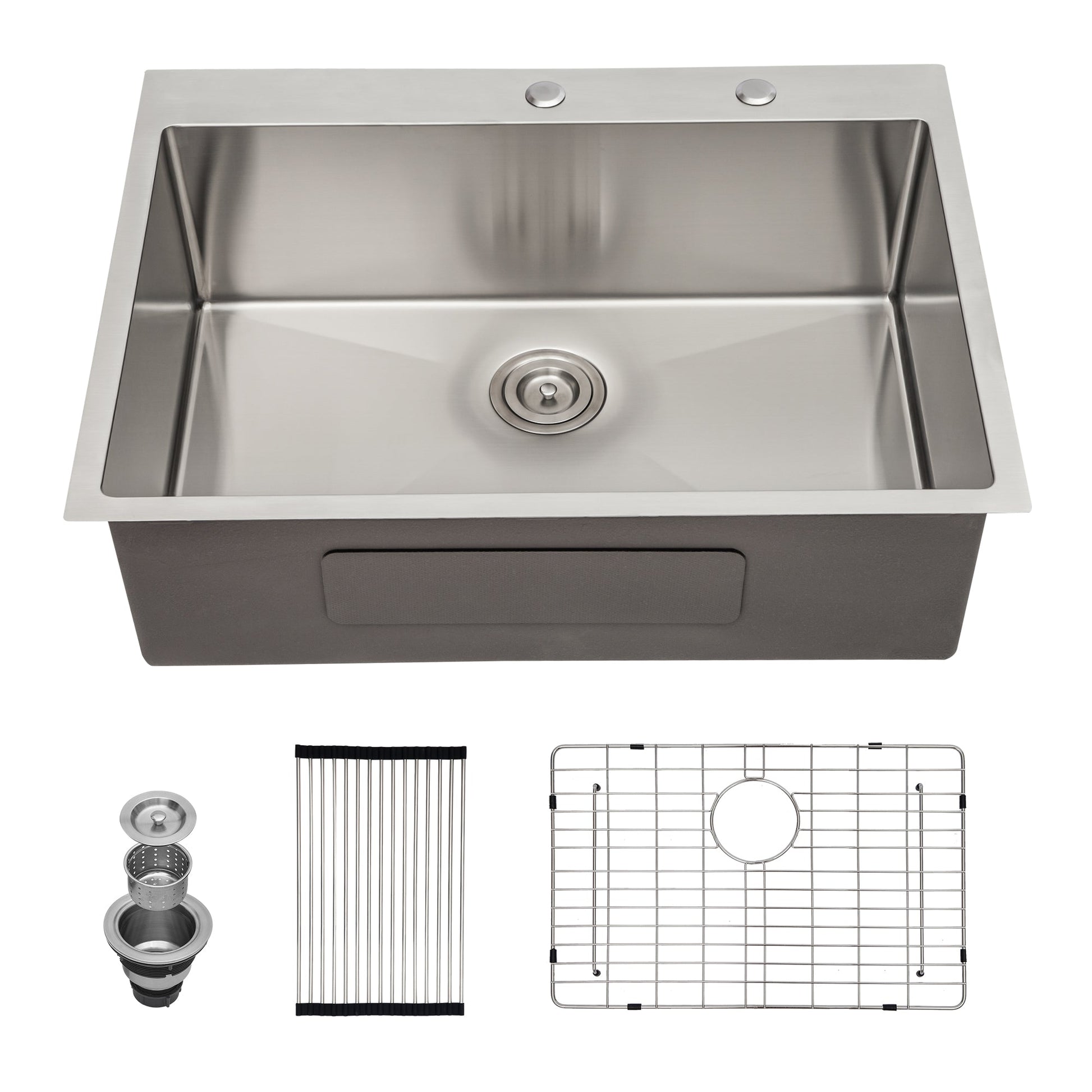 Lordear 25/28/33 Inch Drop In Kitchen Sink 16 Gauge Stainless Steel  Kitchen Sink Topmount Single Bowl Sink with Rack,Drain Assembly and Grid  from Lordear