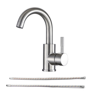 Lordear Bathroom Faucet - 2 Handle Brushed Nickel Lavatory Faucet Set with Pop-up Drain and Water Hoses | Bathroom Faucet, Big Deal | Lordear