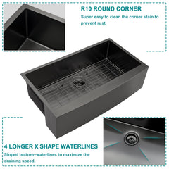 Lordear Stainless Steel Gunmetal Black Single Bowl Farmhouse Kitchen Sink  from Lordear