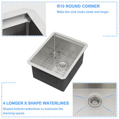 Lordear 15" Stainless Steel Undermount Single Bowl Workstation Bar Sink  from Lordear