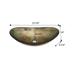 Lordear Champagne Boat  Tempered Glass Bathroom Vessel Sink with  Pop-up Drain