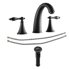 Lordear Brass Split Type Dual Handle Bathroom Faucet with Pop-Up Drain And Water Hoses