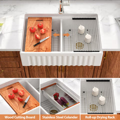Lordear 33" undermount single-bowl farmhouse kitchen sink