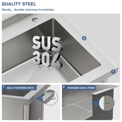 Lordear 24'' Utility Sink single-bowl Commercial sink with accessories