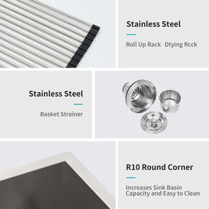23in x 18in Kitchen Sink Undermount Stainless Steel Bar Sink with Additional Accessories | Lordear