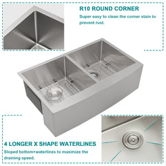 Lordear 33" Stainless Steel Double Bowl Apron Front Farmhouse Kitchen Sink  from Lordear
