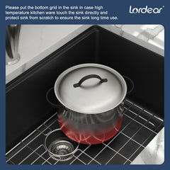 Lordear 28x19x9 Inch Undermount Kitchen Sink Single Bowl with Accessories