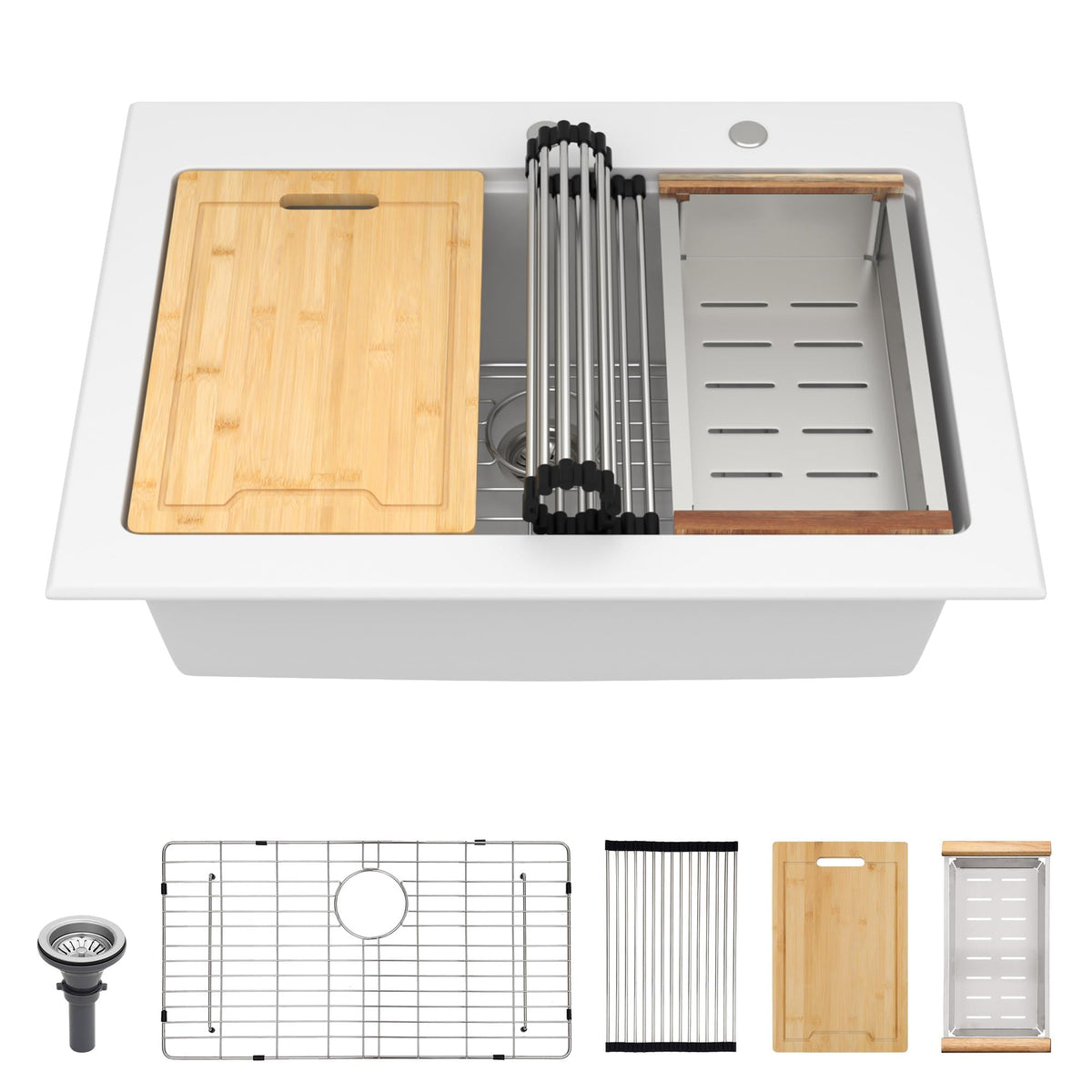 Lordear 30-Inch Drop-In Kitchen Sink Single Bowl