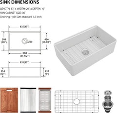 Lordear 33'' White Ceramic Apron Front Farmhouse Workstation Kitchen Sinks  from Lordear
