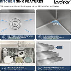 Lordear 33 Inch Drop-In Kitchen Sink