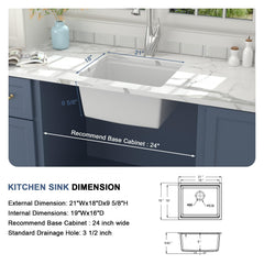 Lordear 21-Inch Undermount Bar Sink Single Bowl