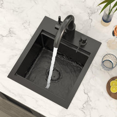 Lordear 13x15 Inch Matte Black Drop-In Workstation Bar Sink