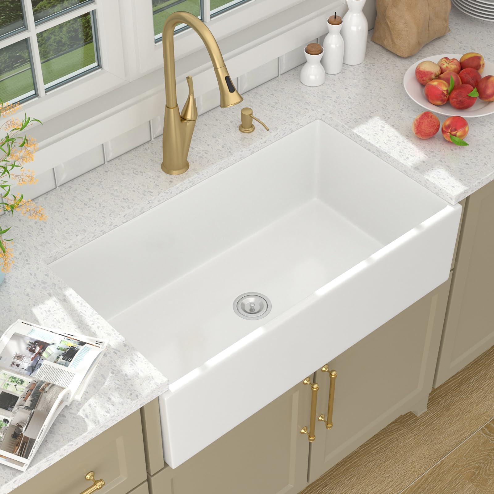 36x20x10 white farmhouse kitchen sink