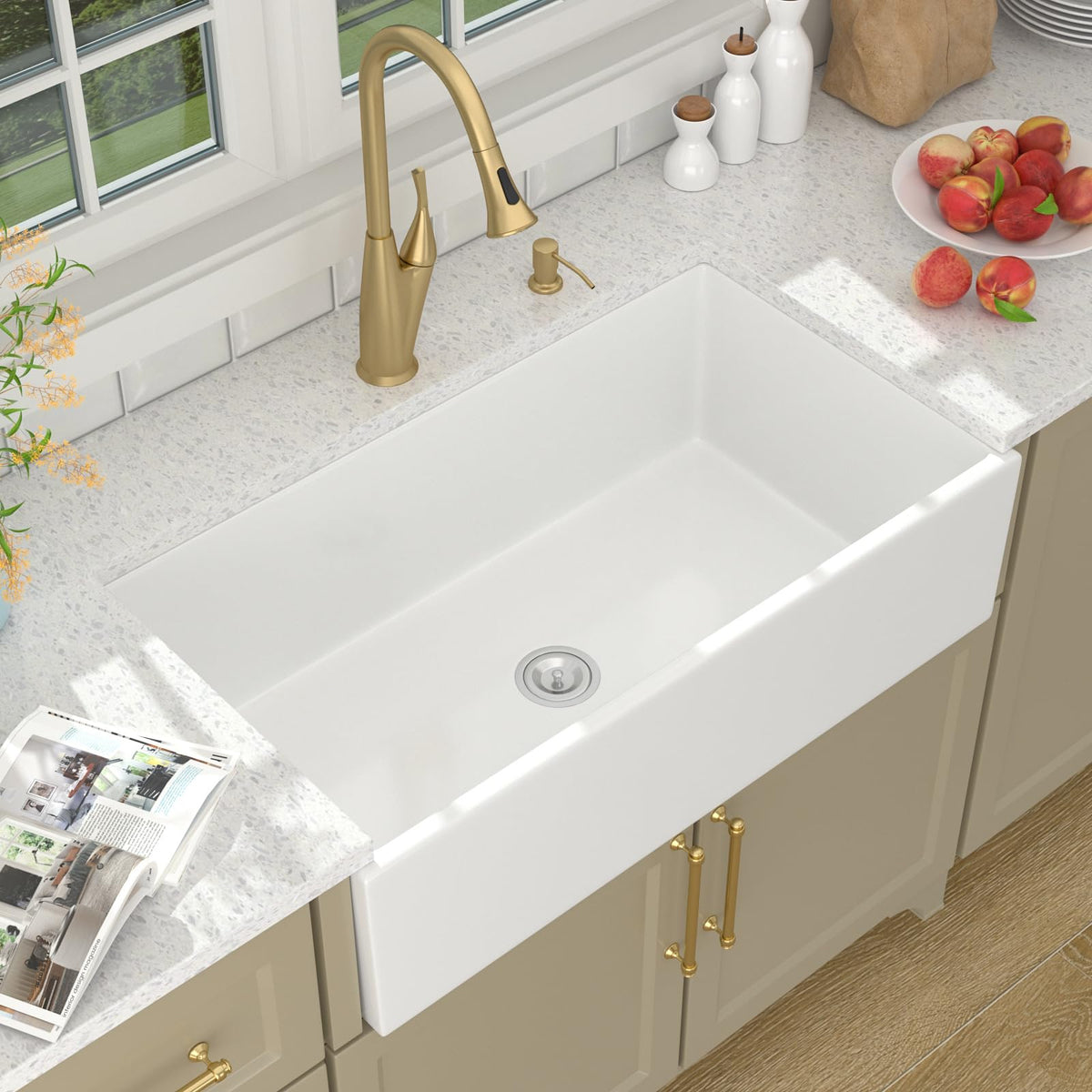 Lordear 36x20x10 Inch Farmhouse Kitchen Sink Single Bowl