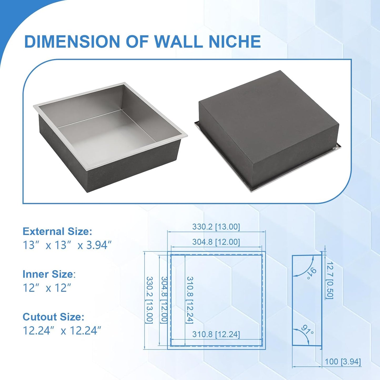 Lordear Shower Niche 12" x 12" Bathroom Niche, No Tile Needed Recessed Shower Niche Shelf Wall Niche Insert for Bathroom Storage,Niche Bathroom Shower Storage Shower Shelf