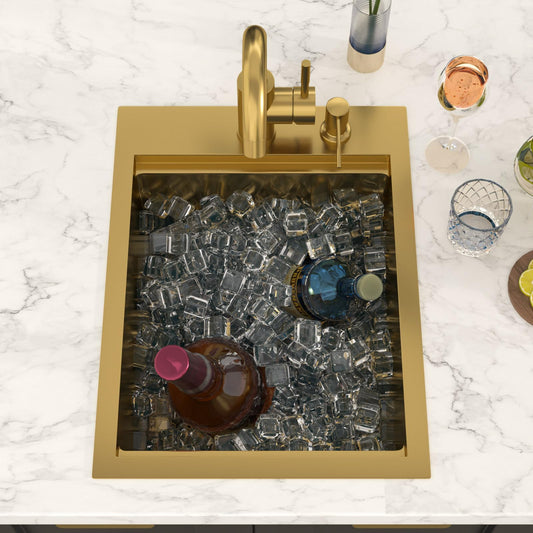 Lordear 15x20 Inch Gold Drop-In Workstation Bar Sink