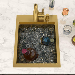 Lordear 15x20 Inch Gold Drop-In Workstation Bar Sink
