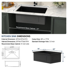 Lordear 28'' Matte Black Stainless Steel Workstation Kitchen Sink