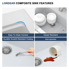 Lordear 33-Inch Drop-In Kitchen Sink Single Bowl