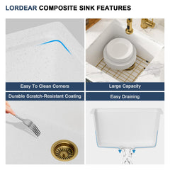 Lordear 18x18 Inch Undermount Bar Sink Single Bowl