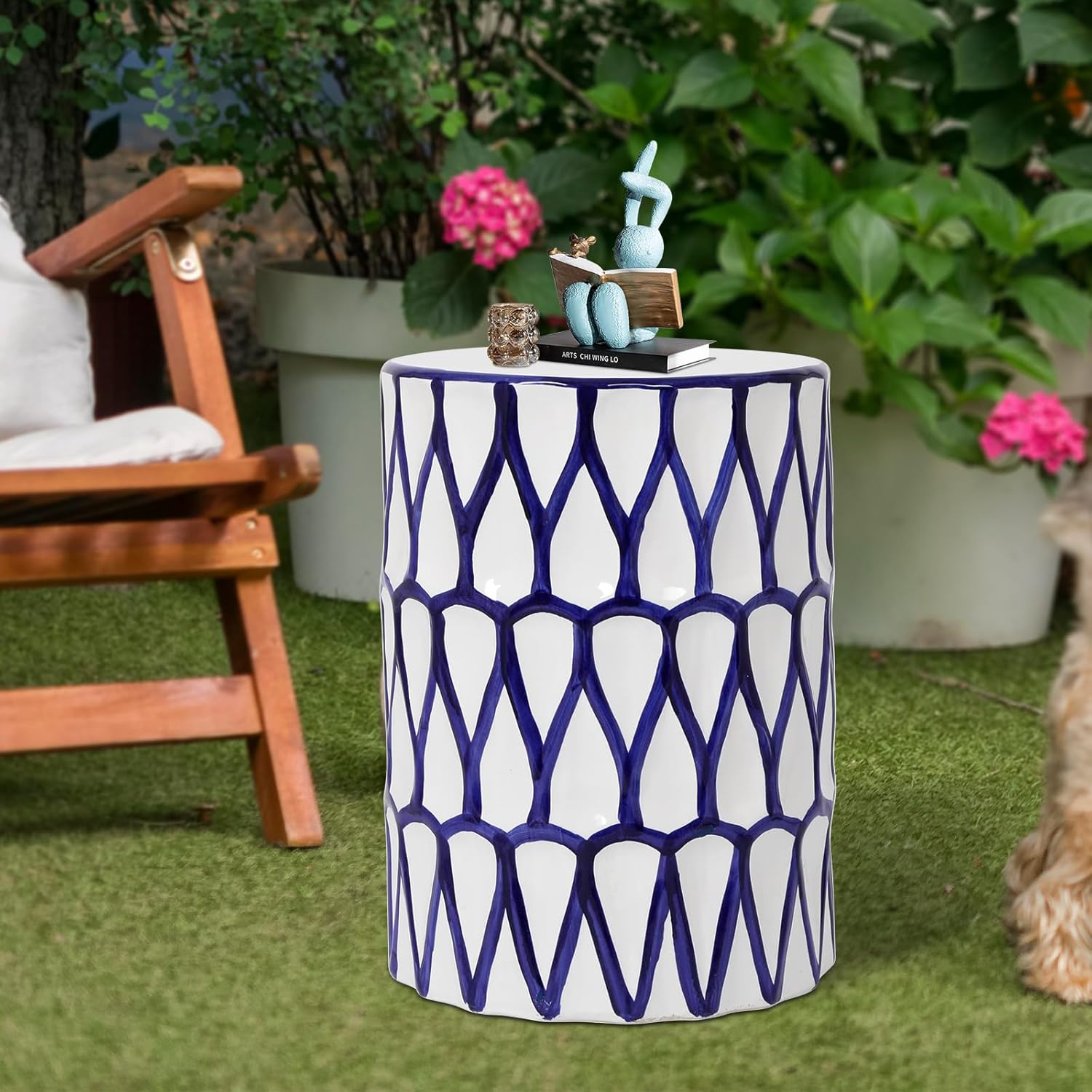 Lordear 17'' Ceramic Contemporary Modern Outdoor Garden Stool  from Lordear