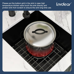 Lordear 18x15x9 Inch Undermount Quartz  Bar Sink Single Bowl
