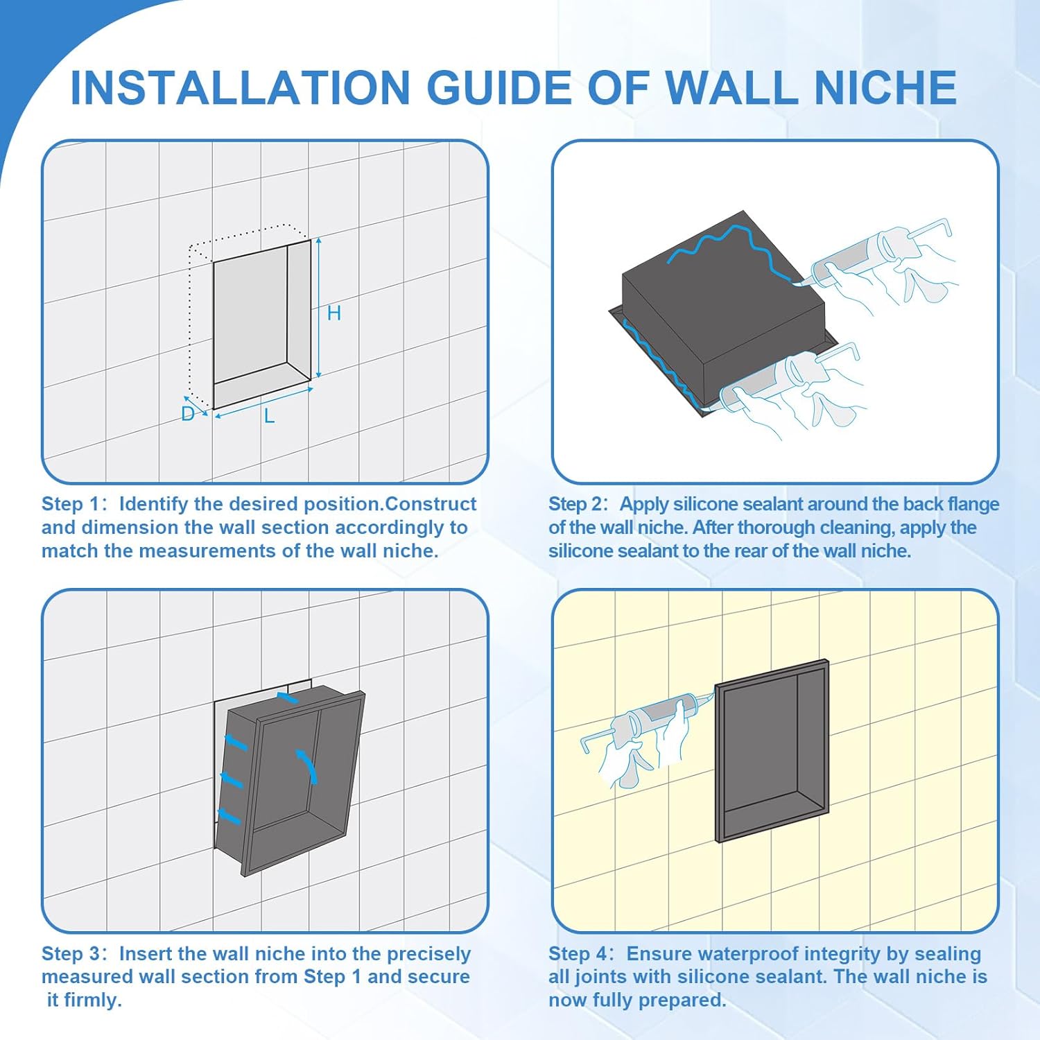 Lordear Shower Niche 21" x 17" Rectangle double Bathroom Niche, No Tile Needed Recessed Shower Niche Shelf Wall Niche Insert for Bathroom Storage,Niche Bathroom Shower Storage Shower Shelf  from Lordear