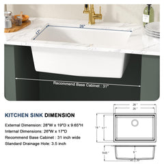 Lordear 28-Inch Undermount Kitchen Sink Single Bowl