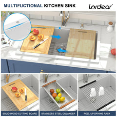 Lordear 33-Inch Drop-In Kitchen Sink Single Bowl
