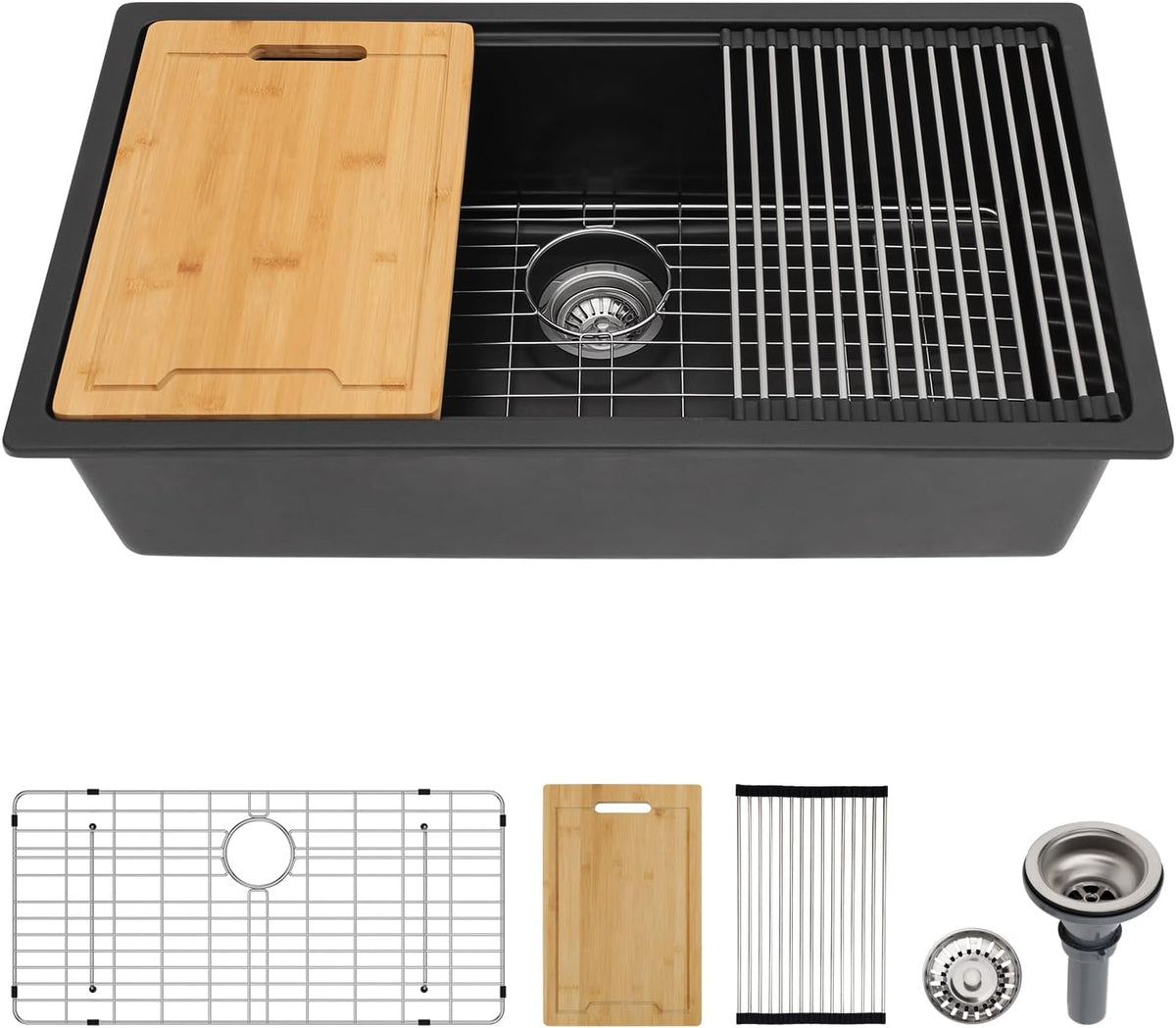 Lordear Granite Composite Single Bowl Workstation Kitchen Sink