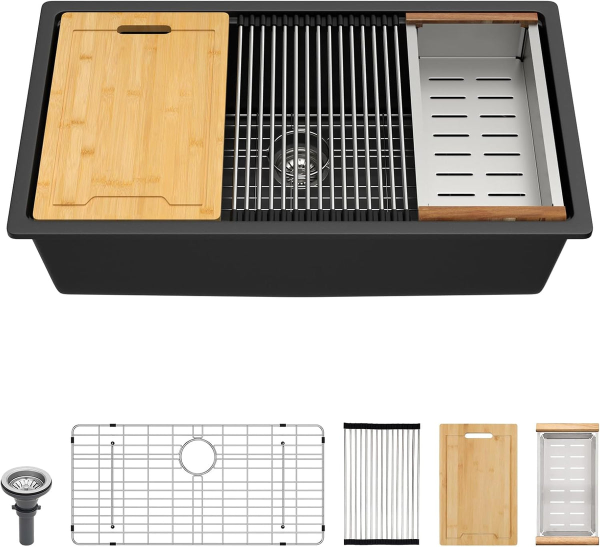 Lordear Granite Composite Single Bowl Workstation Kitchen Sink