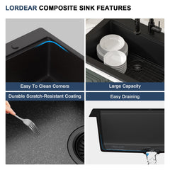 Lordear 30x22x9 Inch Drop In Kitchen Sink Single Bowl