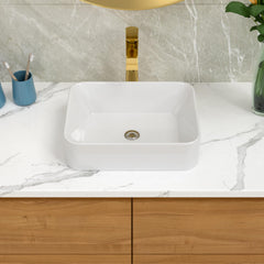 Lordear 19'' x 15'' White Ceramic Countertop Rectangle Bathroom Vessel Sink