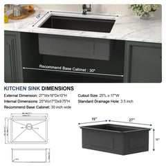 Lordear 27'' Gunmetal Black Stainless Steel Undermount Workstation Kitchen Sink