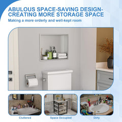 Lordear 18'' x 14'' Stainless Steel Bathroom Rectangle Recessed Wall Niche