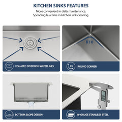 Lordear 21x20 Inch Drop-In Workstation Kitchen Sink