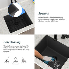Lordear 21x18x12 Inch Quartz Composite Laundry Sink