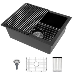 Lordear 22x17x9 Inch Black Granite Composite Undermount Bar Sink