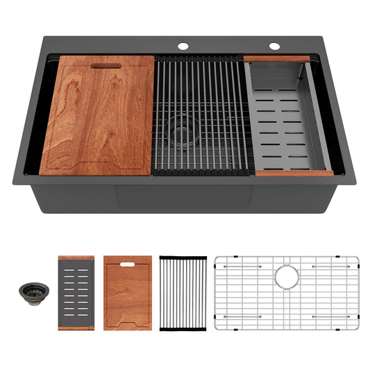 Lordear 36 Inch Drop-In Workstation Kitchen Sink