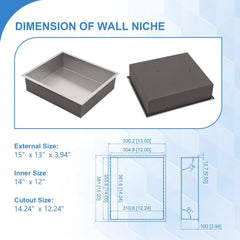 Lordear 14" x 12" Stainless Steel Bathroom Brushed Finish Rectangle Recessed Wall Niche  from Lordear