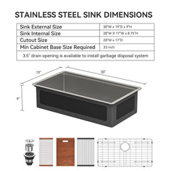 Lordear 30'' Honeycomb Stainless Steel Undermount Workstation Kitchen Sink